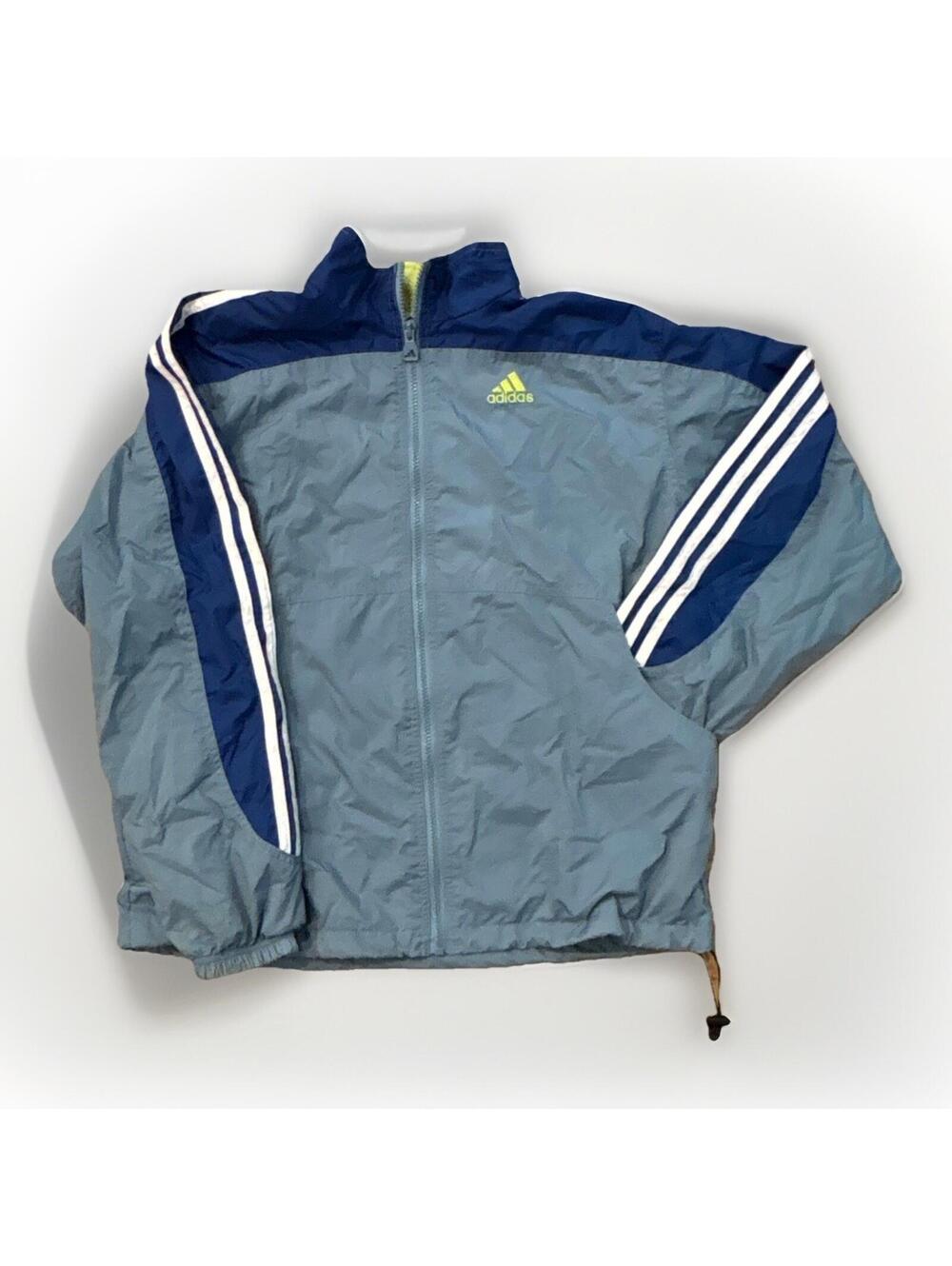 adidas Men's L Colorblock Windbreaker Jacket Gray Blue White